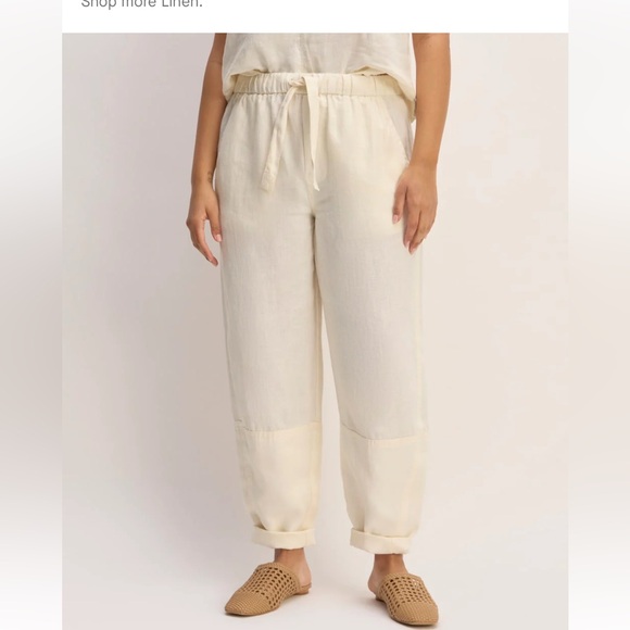 Everlane Bone Color The Linen Pull-On Barrel Pant Size S - Picture 10 of 11